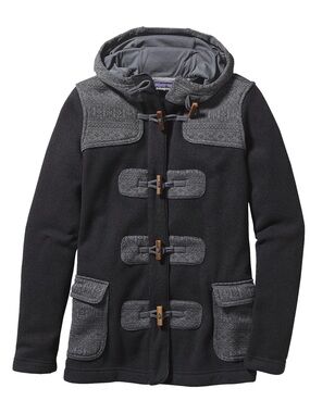 Patagonia Better Sweater Icelandic Coat Women’s Size L Black Gray Hooded Toggle